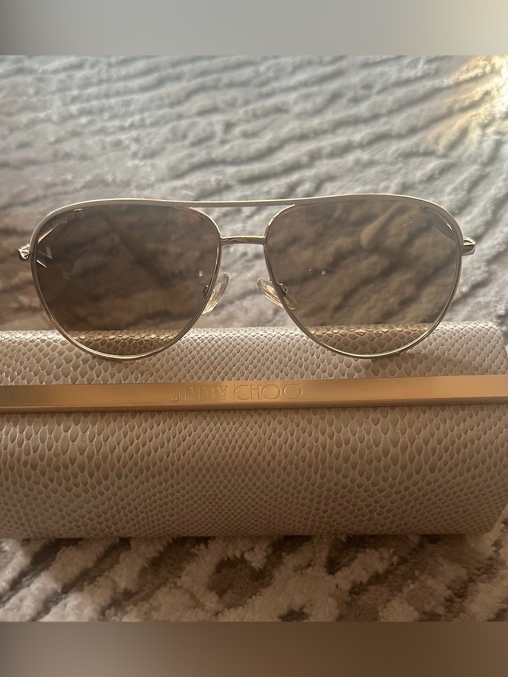 Jimmy Choo Gold Frame Sunglasses with Brown Lenses